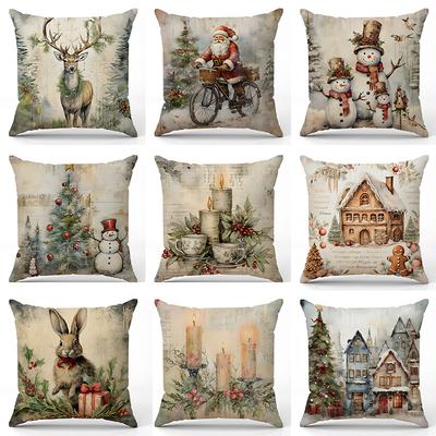 Christmas Snowman Print Pillow Case New Home Sofa Cushion Indoor Versatile Cushion Cushion