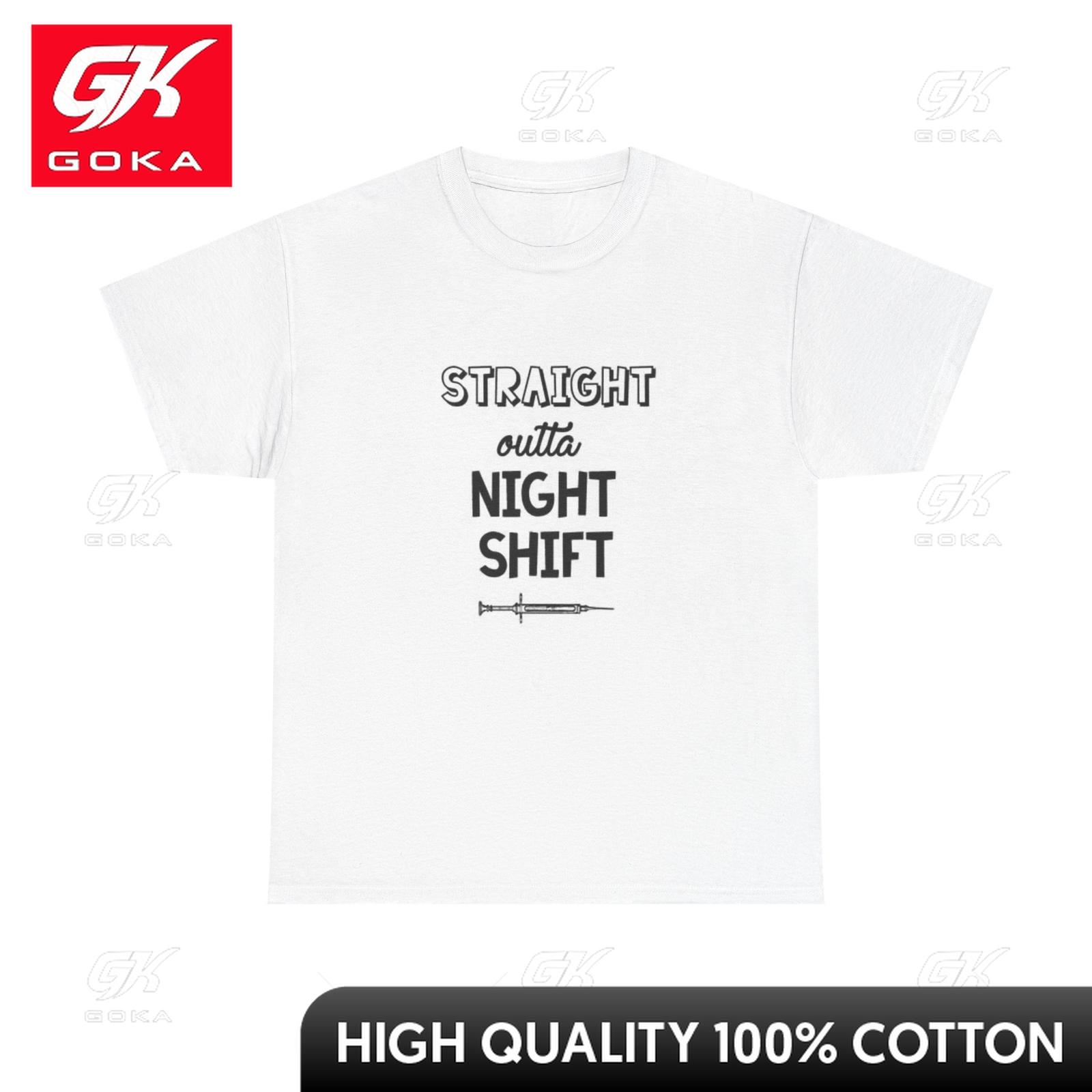 Straight Outta The Night Shift Funny T Shirt Nurse CNA Unisex Heavy Cotton Tee Delicate Basic Athletic Tshirts Delicate Tees S