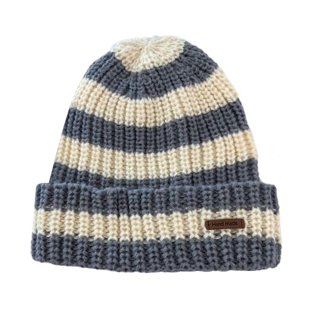 Stripe Winter Hats Thickened Knitted Hat Casual Beanie Caps  for Men Women