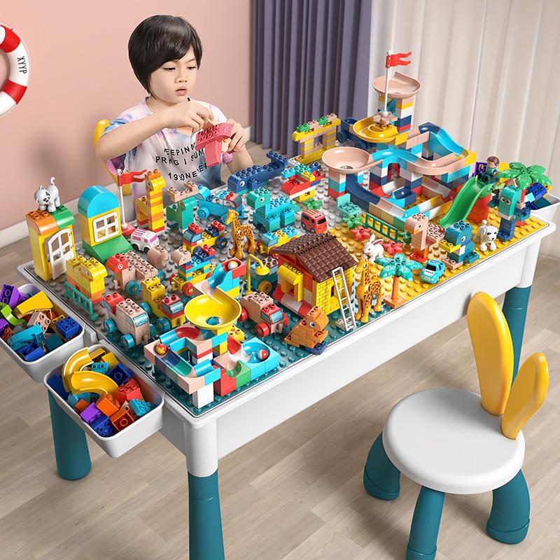 Compatible Building Block Table for DIY Educational Play - Suitable for Boys & Girls with Large Particle Lego-Compatible Blocks.