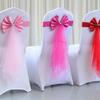 Chair Back Decoration Elegant Stretch Chair Bow Organza Ribbon Chair Decor For Birthday Hotel Wedding Accessories