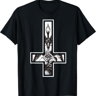 Baphomet Umgedrehtes Kreuz Okkult Satanismus Hail Satan T-Shirt
