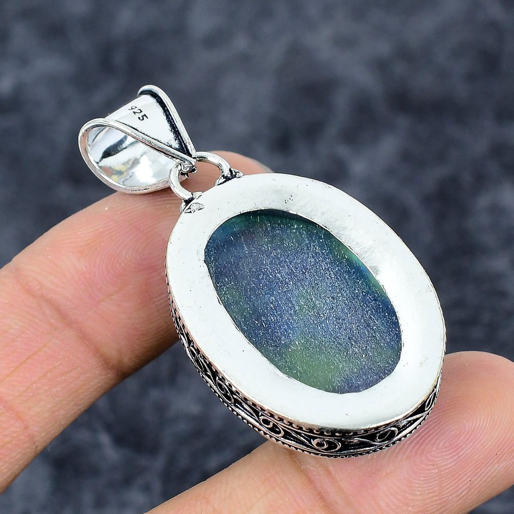 Ammolite Gemstone Handmade 925 Sterling Silver Jewelry Pendant 2.05" M-3277
