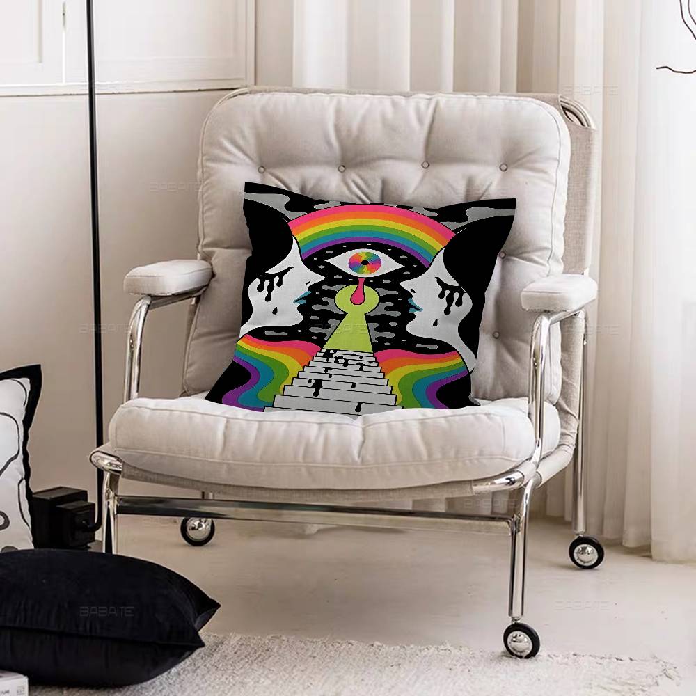 Retro Bohemian Psychedelic 70s Cushion Cover Pillow Cover Decor Pillowcase Printed Cushion Case For Couch