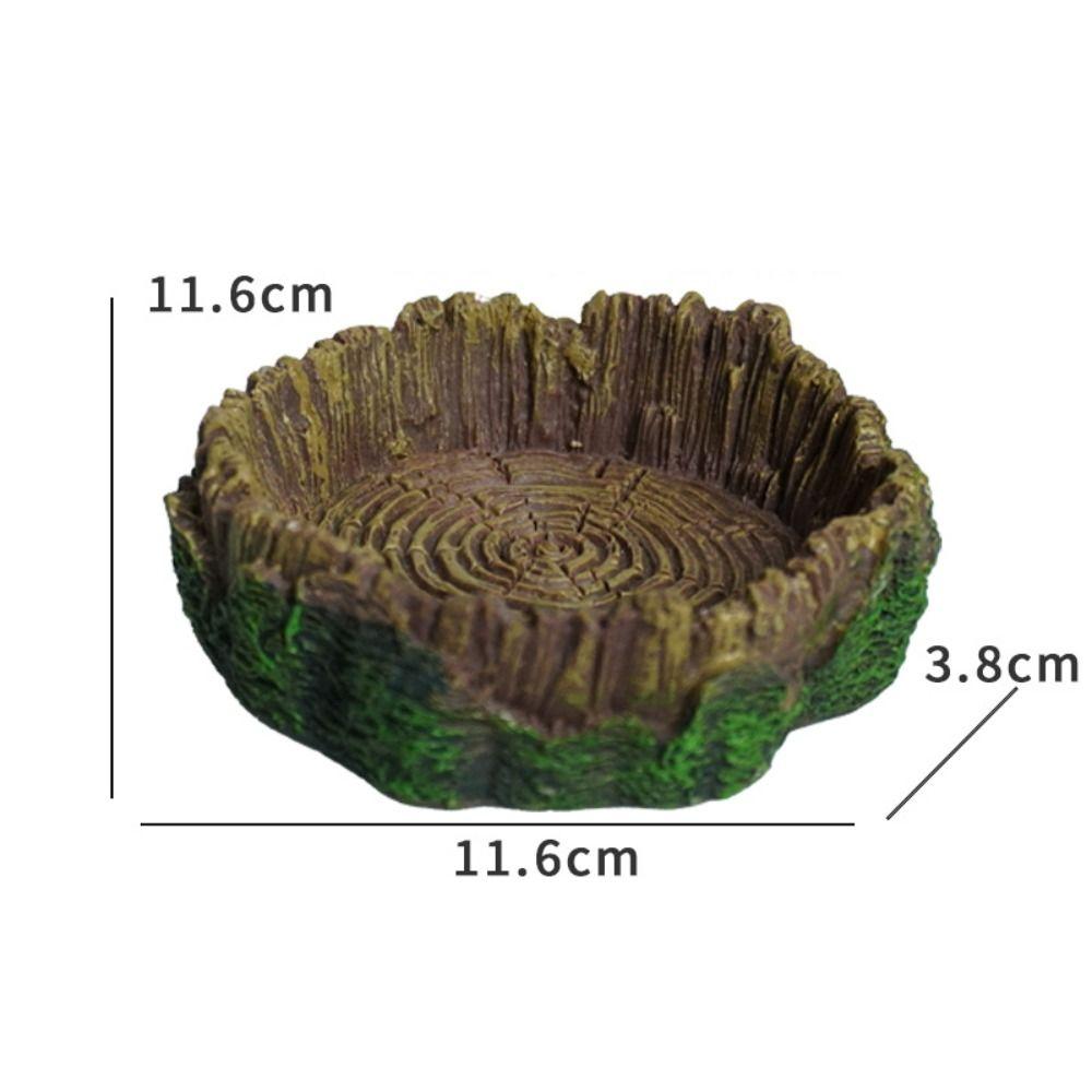 New Resin Reptile Feeder Bowl Shallow Design Stump Water Pot Durable Feeding Basin Reptile Supplies
