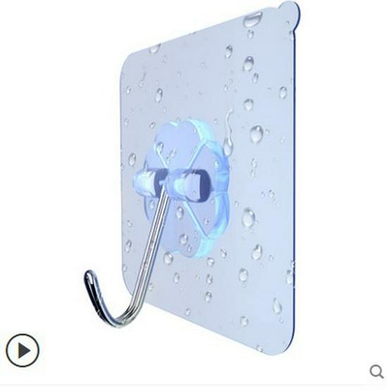 Transparent Traceless Adhesive Hooks - Stainless Steel, Nail-Free, for Bathroom & Behind-Door Use