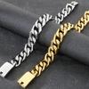 Men's Hip Hop Stainless Steel Cuban Link Bracelets Classic 16MM Width Vacuum Plated Chunky Chain Bracelet for Man Never Fade
