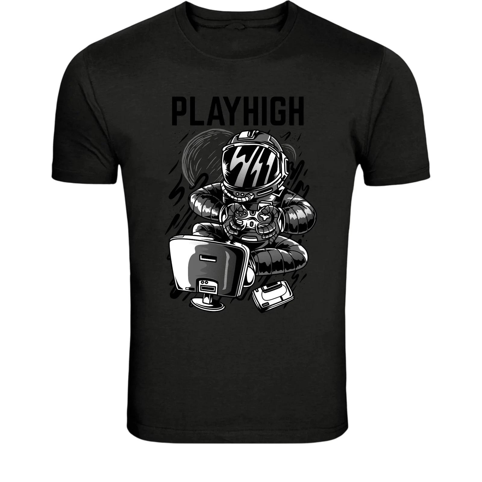 Play High Astronaut Gamer T-Shirt - Space Gaming Controller 4XL