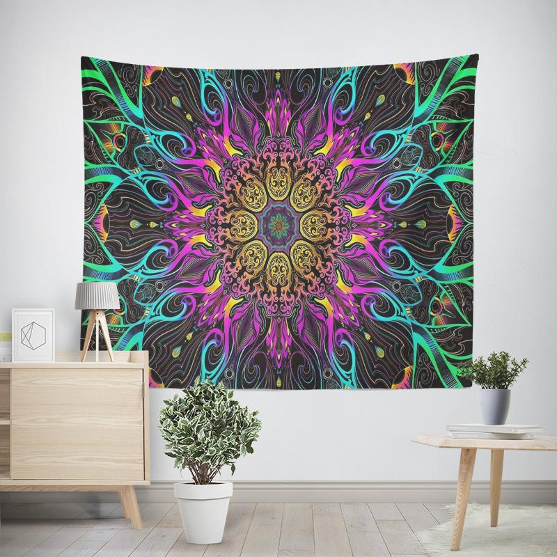 Hippie Mandala Wandteppiche Indien Böhmisch Psychedelisch Bettwäsche Dekor Wandteppich Ästhetisch Vintage Wandteppich Kunstteppich Tapiz