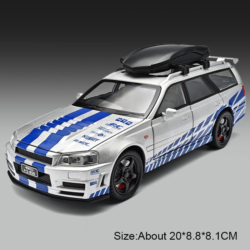 1:22 Scale Gtr-R34 Alloy Model Car Toy Doors Opened Pull Back Models Toys Shock Absorption Sports Cars Ideal Ornaments Gifts