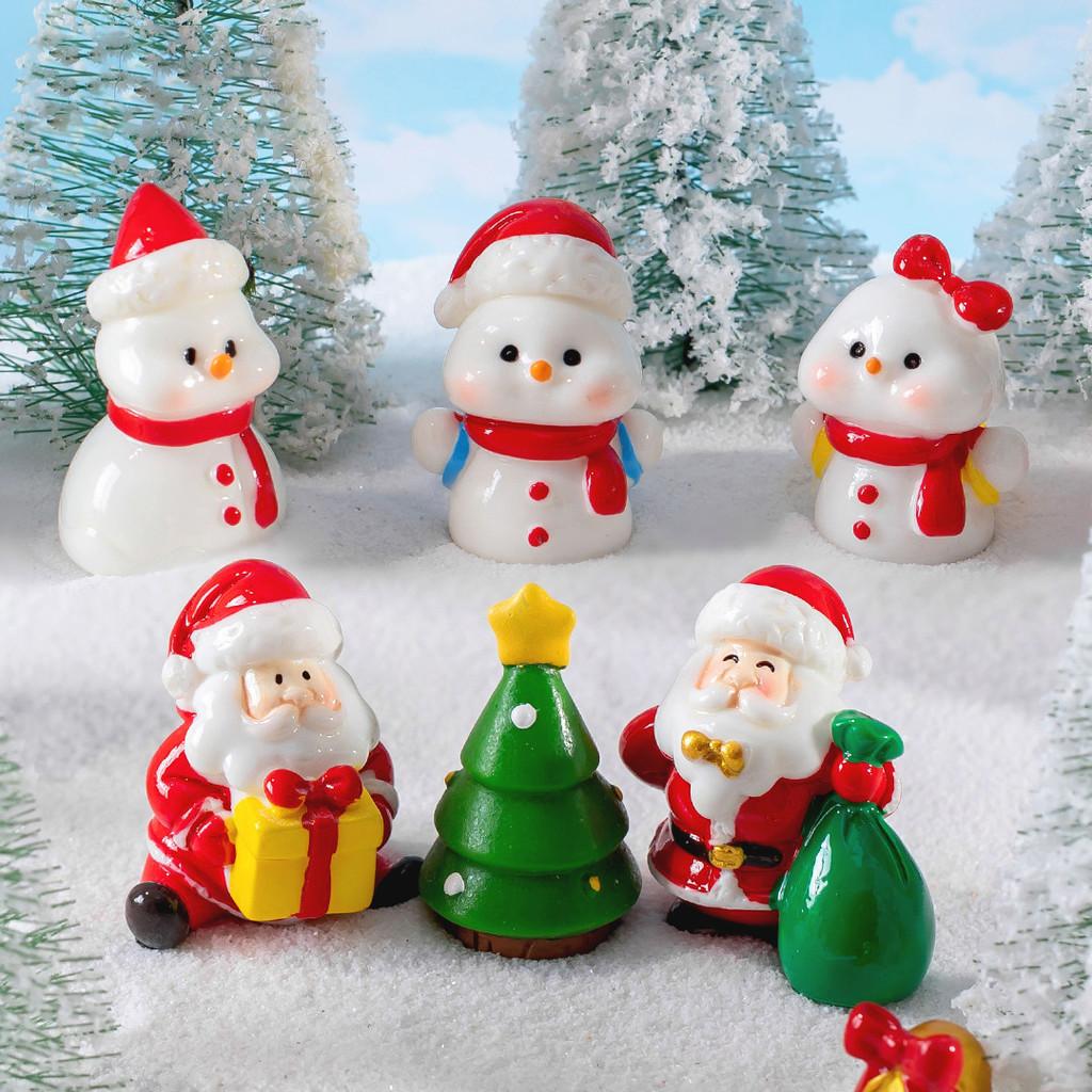 Adorable Miniature Resin Christmas Decorations Santa Claus And Snowman Crystal Ball Decor