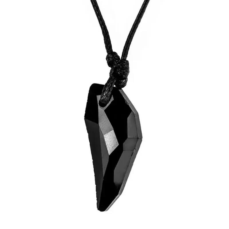 Ready Stocked Crystal Wolf Tooth Wax Rope Pendant Couple Necklace New Fashion Unisex JewelryHot Sell