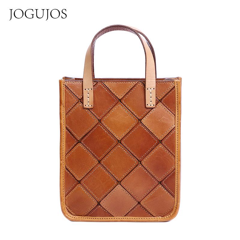 Women's Genuine Cowhide Leather Crossbody Bag - European & American Retro Style