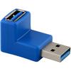 Blue/Black Connector Extension Coupler Adapter Plug Type A Male To Female USB 3.0 Right+Left