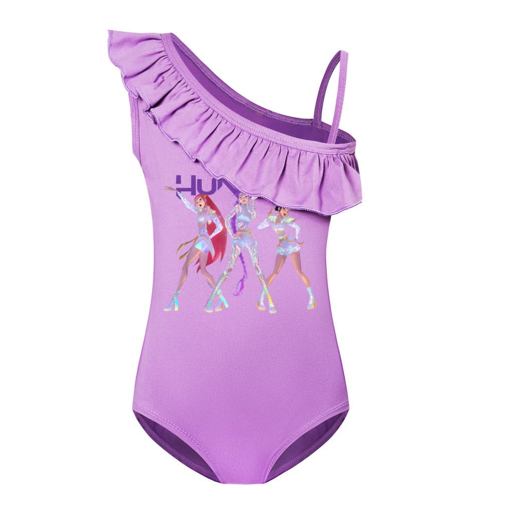 

5019 Kids Girls Rumi Mira Zoey Print Swimsuit Swimming One-piece Bodysuit Swimwear 110cm