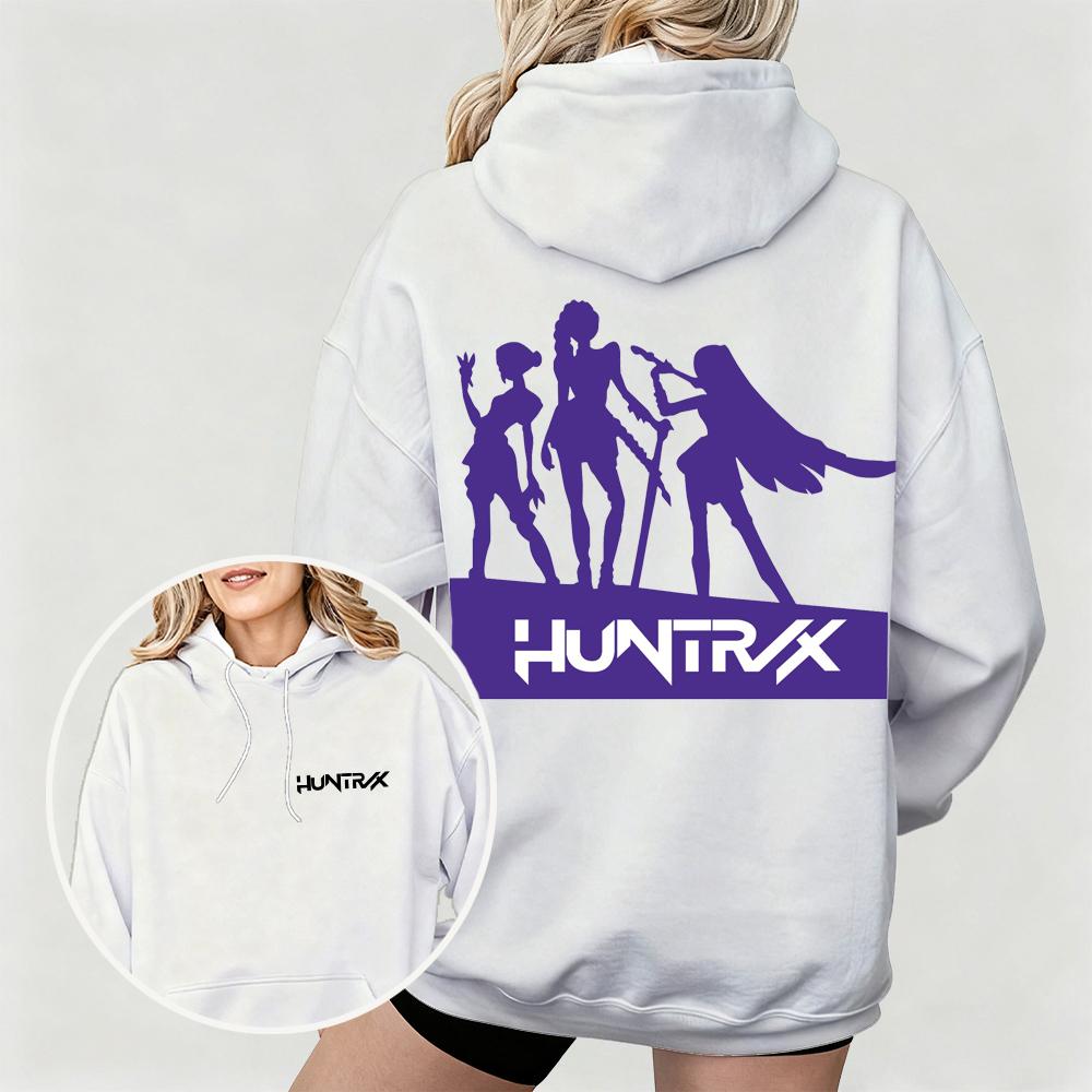 

Women s KPop Demon Hunters Hoodie with HUNTRX Group Silhouette Prints Cozy for Autumn Winter Casual Outfits for Fan Collection 3XL