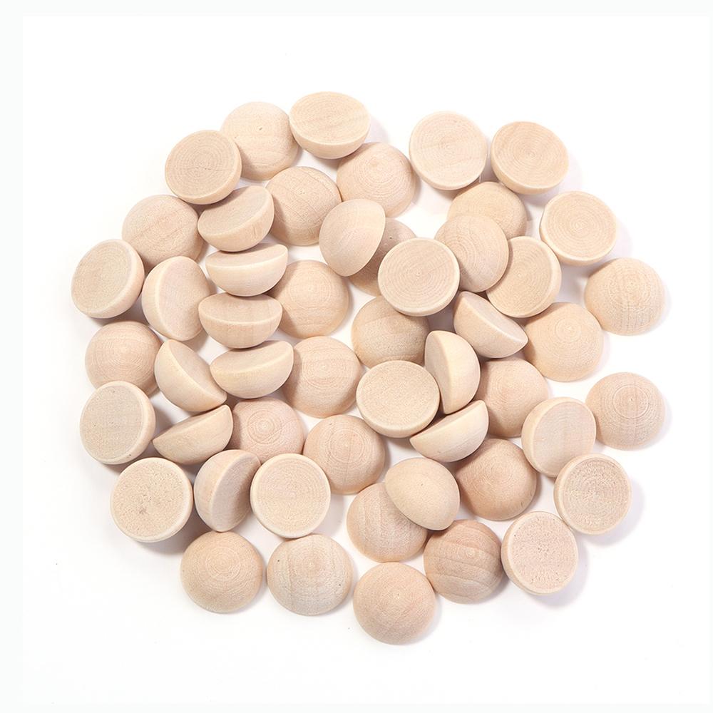 5-50pcs Natural Half Round Wooden Beads 10-50mm Half Unfinished Wood Balls Split Wood Beads For DIY Crafts Toy Home Decoration