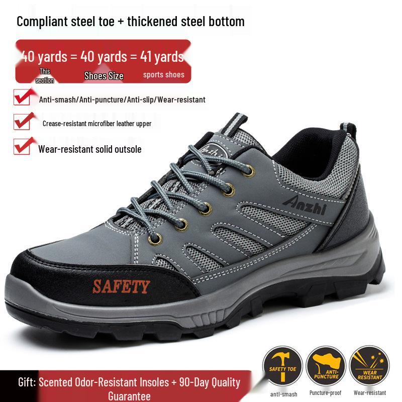 Breathable Mesh Steel Toe Safety Shoes: Fashionable, Anti-Smash, Anti-Puncture, Wear-Resistant Protective Footwear for Work.