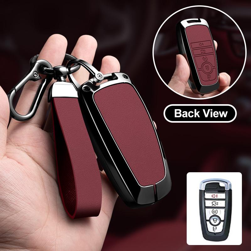 Zinc Alloy Leather Car Remote Key Case Cover For Ford Fusion Mustang Expedition F-450 F-350F150 Edge Explorer Mondeo Mk5 Focus