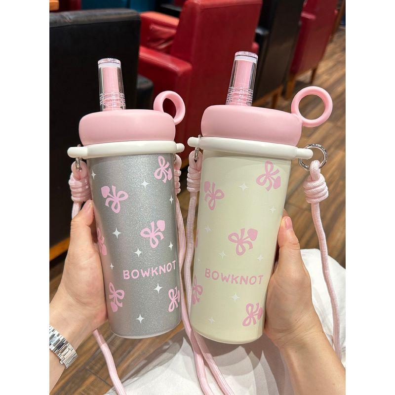 Large Capacity Vacuum Cup Women Good-looking 2025 New Straw Cup with Strainer Portable Student Kettle