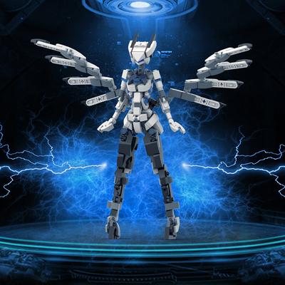 BuildMoc Dziewczyna Króliczek Aniołek Mecha Mobilny Garnitur Robot Klocki Figurka Anime Zbroja Ptaka Rycerz ze Skrzydłami Model z Cegiełek Zabawki dla Dzieci Prezent