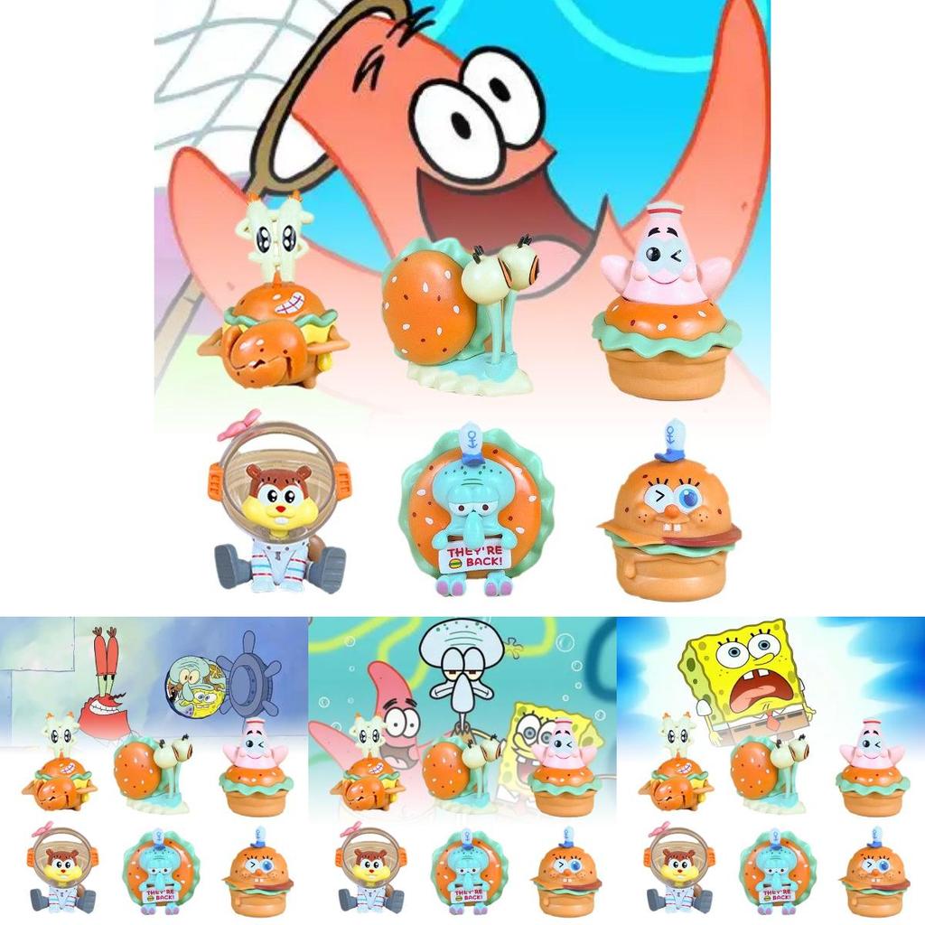 Adorável Conjunto de Figuras de PVC de Armadilha de Caranguejo do Bob Esponja Calça Quadrada Para Decorações de Festa de Aniversário