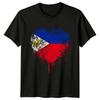 T-shirt Homme Drapeau des Philippines Cœur Style Grunge Fierté Philippine Mode Vintage Doux Extensible Légèrement Polyvalent