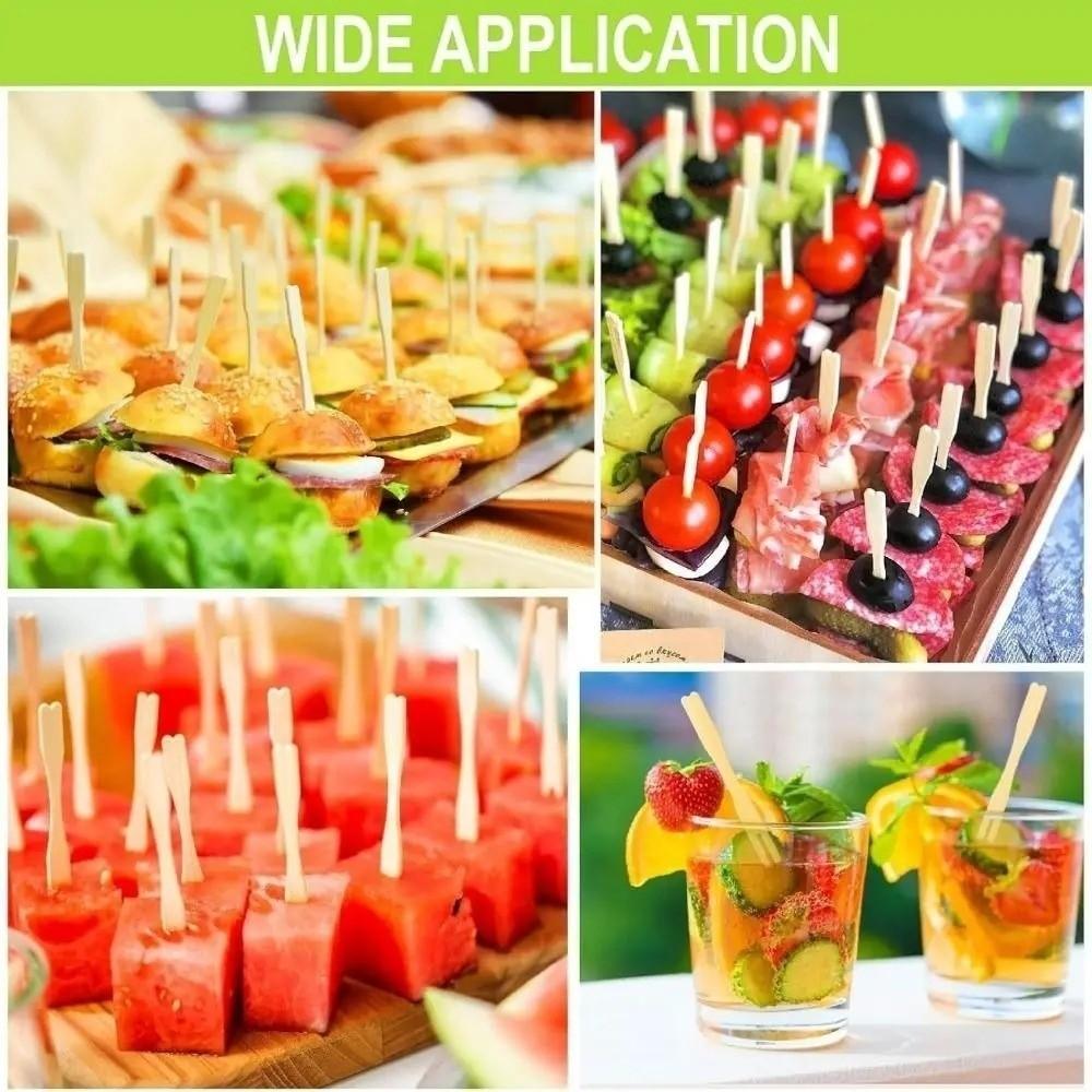 100Pcs Tableware Love Shaped Top Bamboo Disposable Fork Eco-Friendly Mini Dessert Fork Bamboo Appetizer Forks Restaurant Use