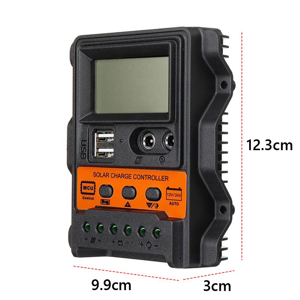 10A/20A/30A Solar Charge Controller LCD Display Solar Charge Regulator Dual USB 5V 2.5A Output for Solar Panel Lead Acid Battery