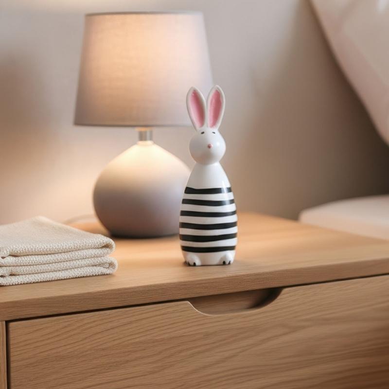 Wooden Bunnies Figurine Easter Rabbit Statue Indoor Easter Decoration Modern Art Spring Home Decors,Bunnies Sculpture