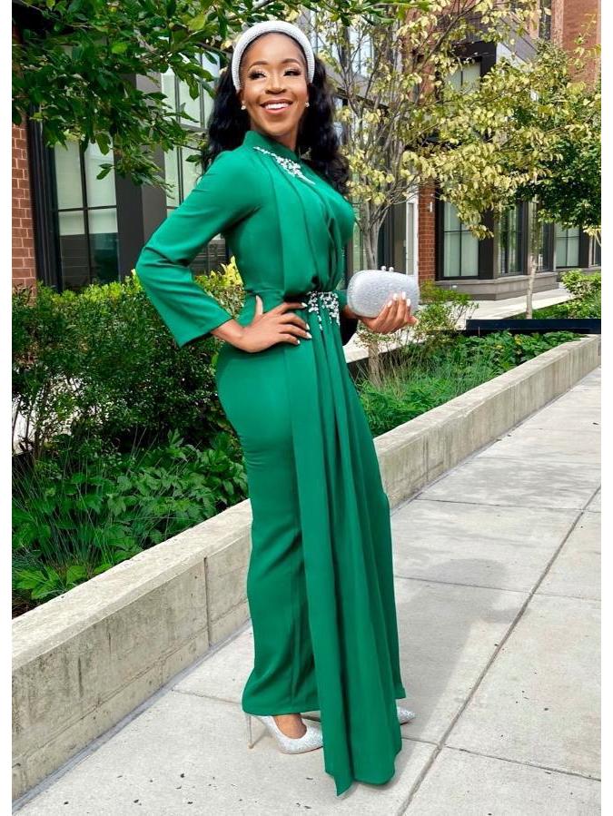 

Осеннее платье бодикон большого размера с круглым вырезом и однотонной расцветкой 3XL зелёный