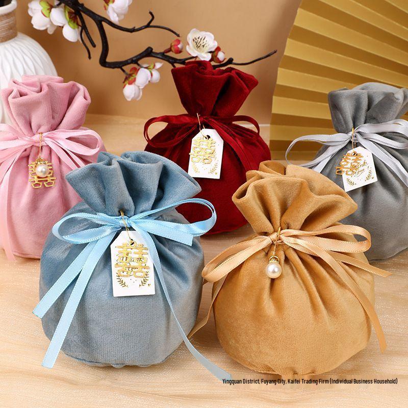 Velvet Wedding Candy Gift Bag for Sunflower Seeds, Peanuts, and Candy