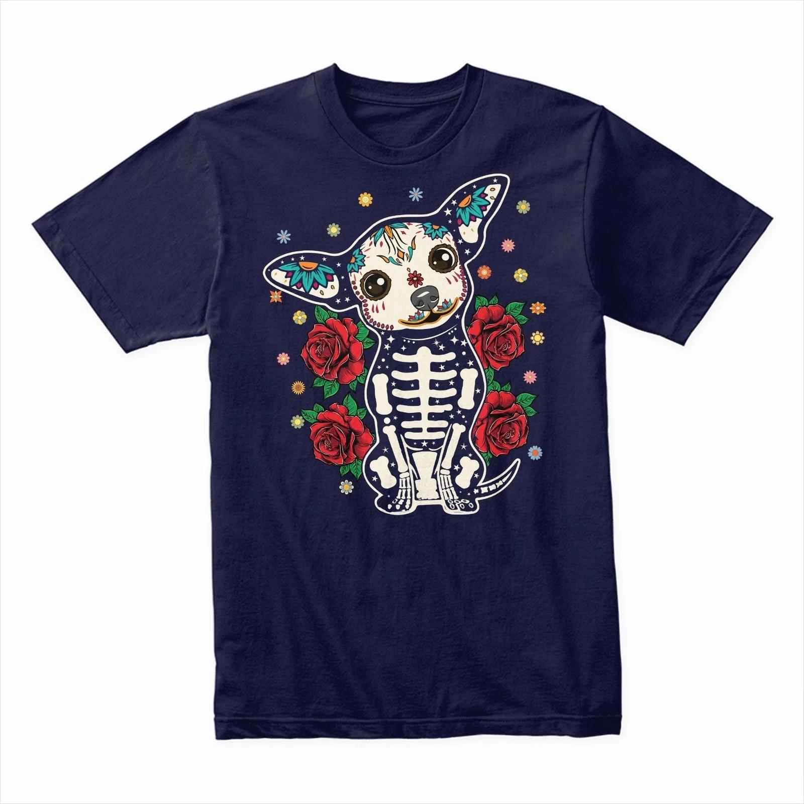 Chihuahua Day of the Dead T Shirt, Sugar Skull Dog Shirt, Vintage Graphic Tee M