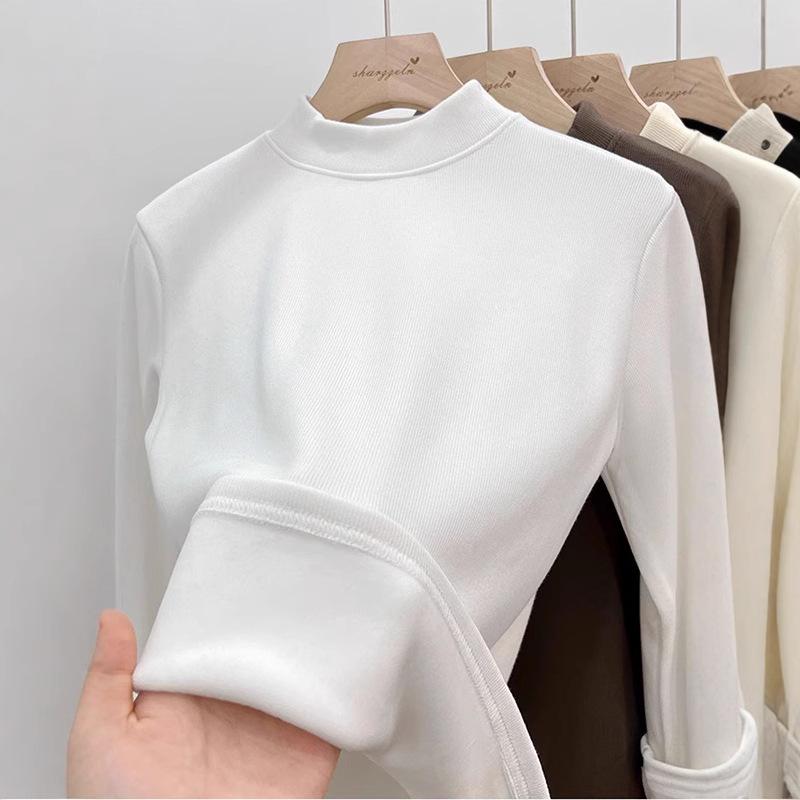 

Женская облегающая бархатная термофутболка с длинным рукавом и воротником-стойкой S (75-85 jin) белый