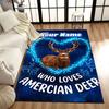 1PC Custom Name American Deer Love Theme Floor Mat Ideal for Living Room, Game Rooms, Office, Bedroom,Floor Mat Playful Design