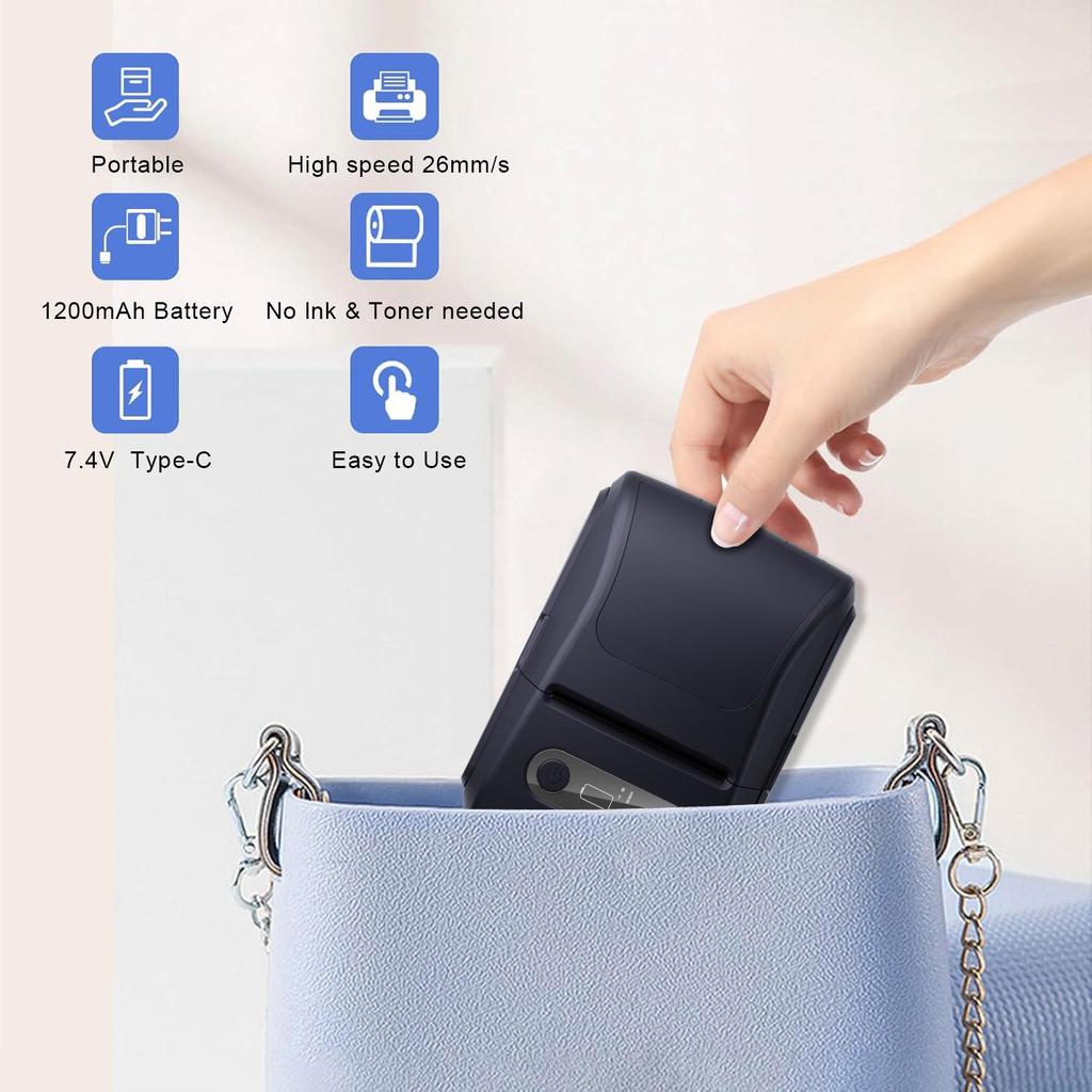 Portable Bluetooth Mini Thermal Label & Barcode Printer
