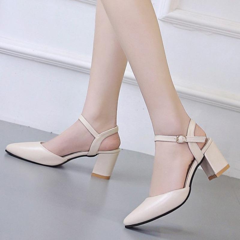 

Baotou, Сандалии, Женская обувь, Острые носки, Прямые ремешки с пряжками, Толстые каблуки, Одинарные туфли, Высокие каблуки 34