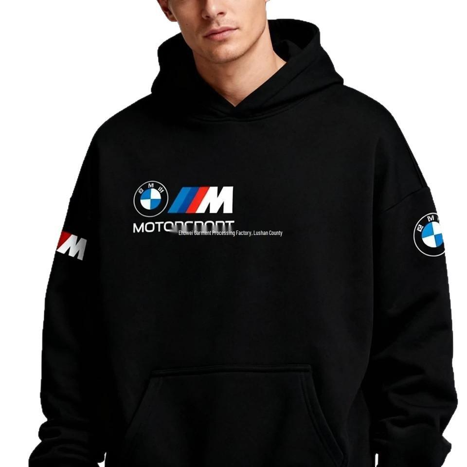 BMW M Motorsport Unisex Printed Hoodie - Trendy 220G Sweatshirt