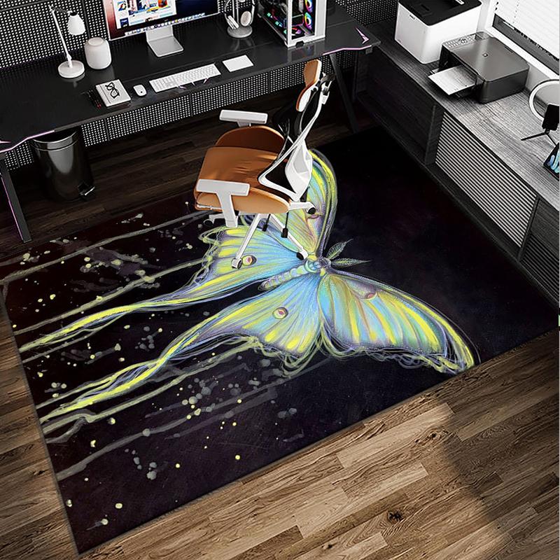 Gothic Moth And Skulls Office Rug Chair Mat, Entryway Carpet, Suitable for Front Door, Bedroom, Living Room, Desk, Holiday Gift