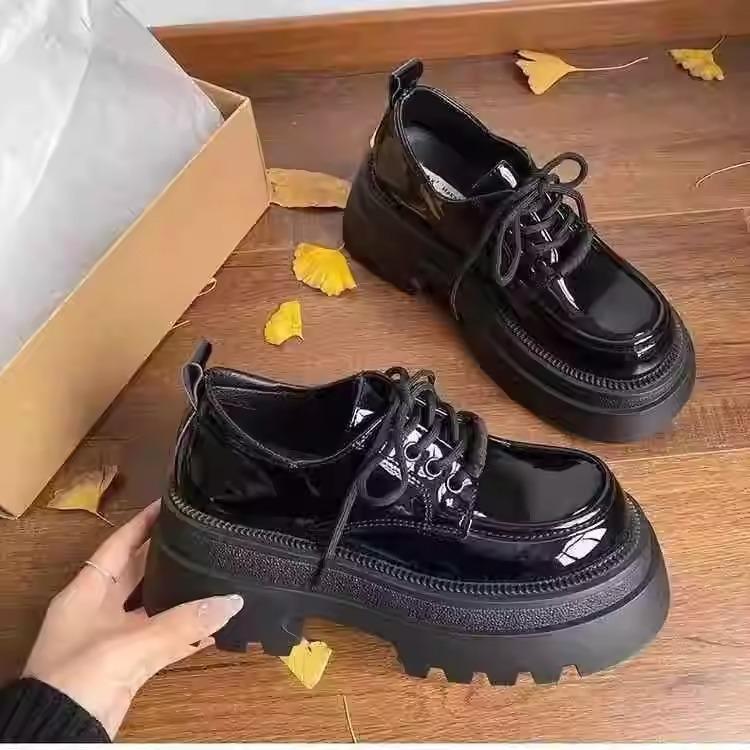 

2025 новая платформа туфли Мэри Джейн женские универсальные бант толстый каблук британский стиль увеличивающие рост одинарные туфли высокий каблук маленькие кожаные туфли 35