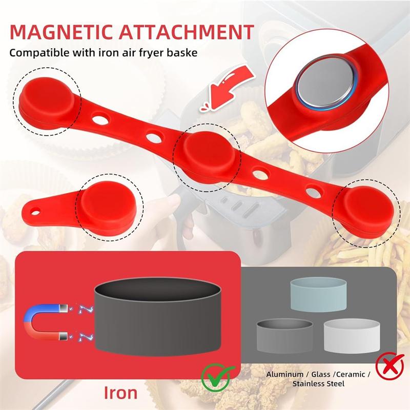 Heißluftfritteusen-Magnet mit Silikon-Schnalle zum Fixieren von Heißluftfritteusen-Backpapier-Einlagen, Tragbare Haushalts-Fixierwerkzeuge, Küchenhelfer