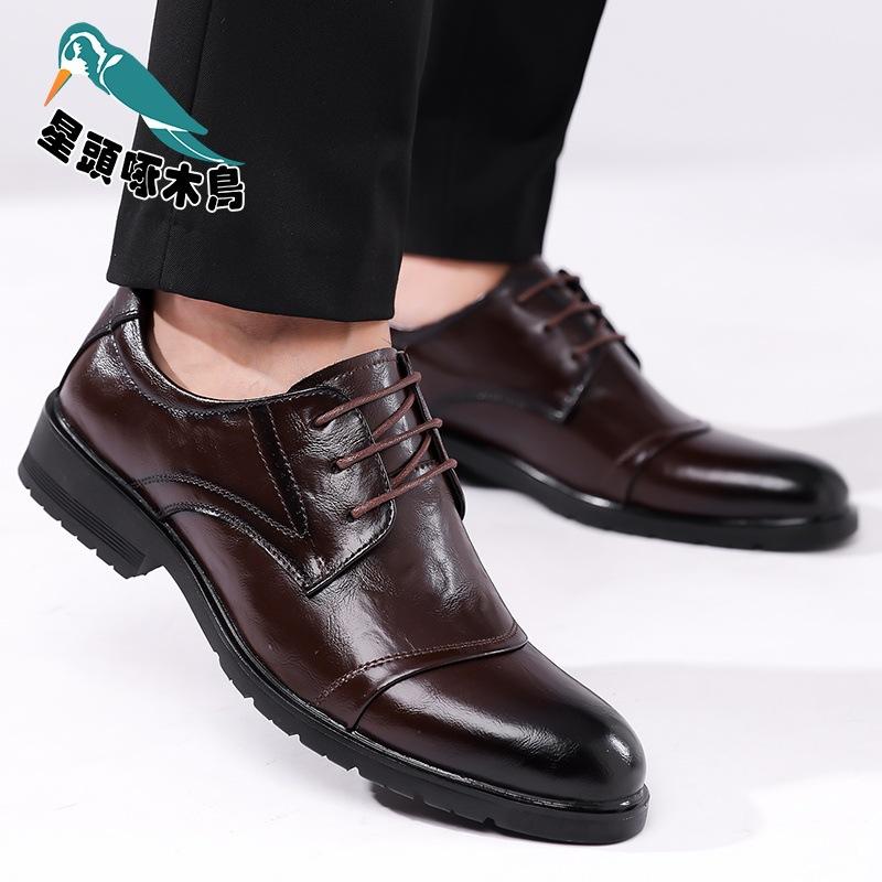 2025 autumn and winter new men's business dress leather shoes men's three joint leather shoes