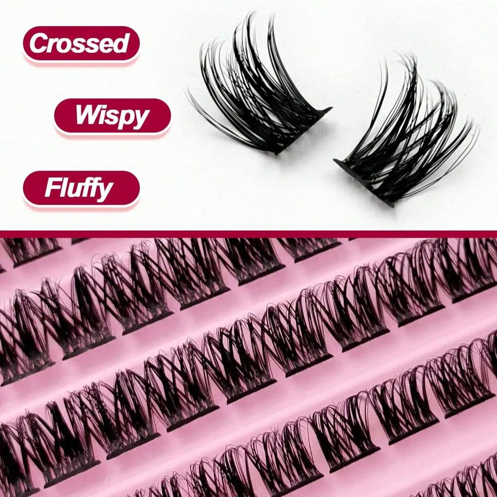 D Curl Eyelash Extensions 120 Pcs , Volume Cluster Lashes for DIY Home Use, Professional Look