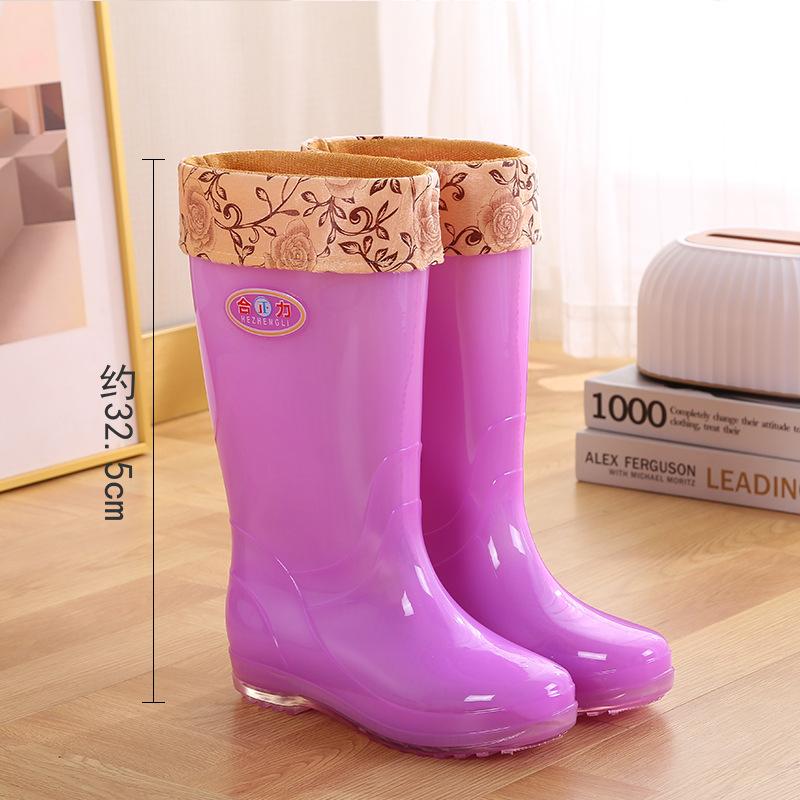 Long rain boots women's fashion rain shoes women's adult no lining high tube waterproof shoes quick-drying rubber shoes summer