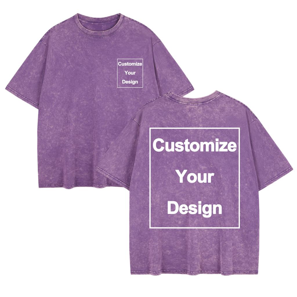 DIY Cotton Washed TShirt Womens Custom Your LogoLetter T Shirt ONeck Oversized Tops Comfortable Short Sleeve Woman Clothes