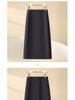 Spring 2025 Women's High-Waist Black A-Line Midi Bodycon Skirt
