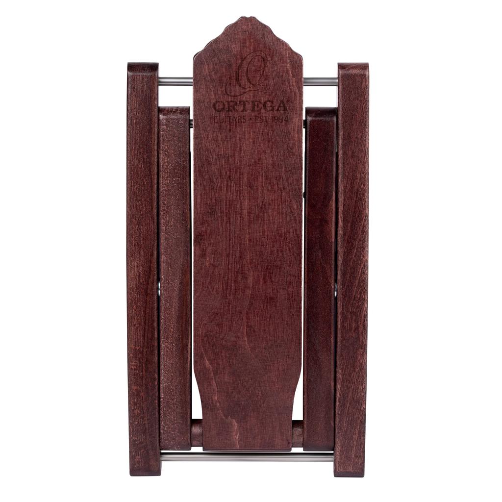 ORTEGA OWFS-1WR Guitar Footrest, Wooden Birch, 5-Level Adjustable, with Guitar Head Design, Wine Red