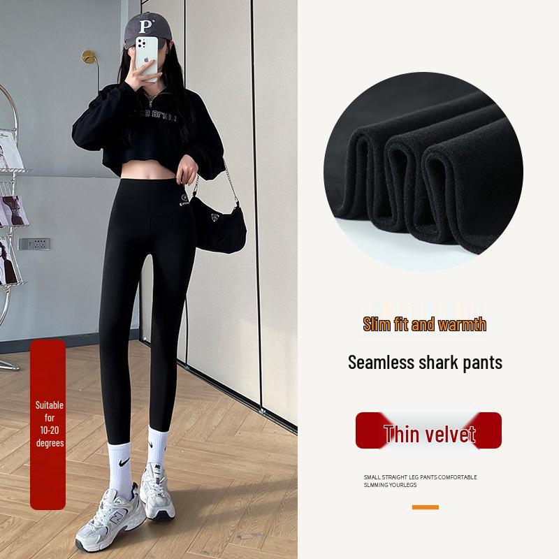 High Waist Tummy-Control Yoga & Cycling Pants - Elastic, Close-Fitting, Shark Design.