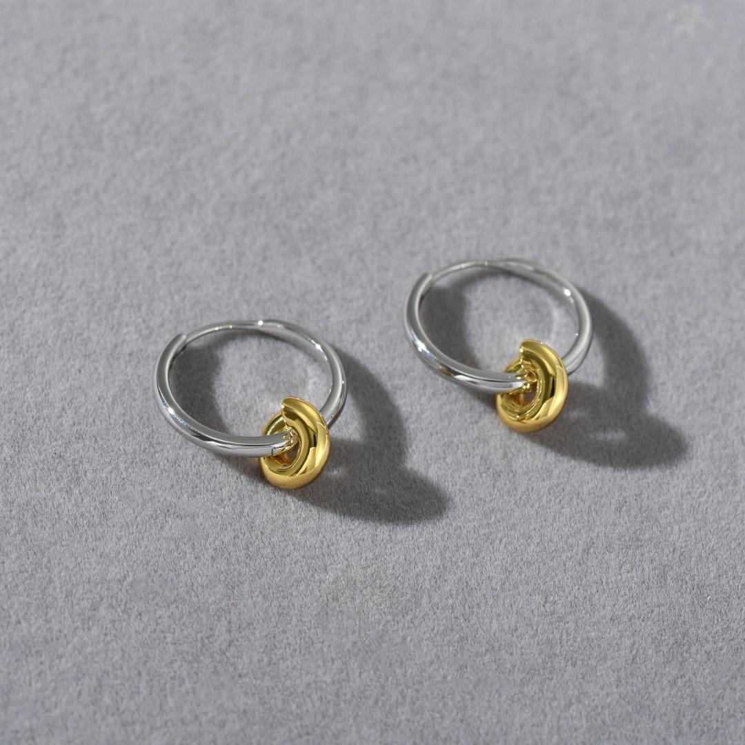 

Осенние и Зимние Популярные Украшения Модные Простые Серьги-Гвоздики Круглой Формы с Сочетанием Золотого и Серебряного Цвета Личность Уникальные Легкие Роскошные Серьги