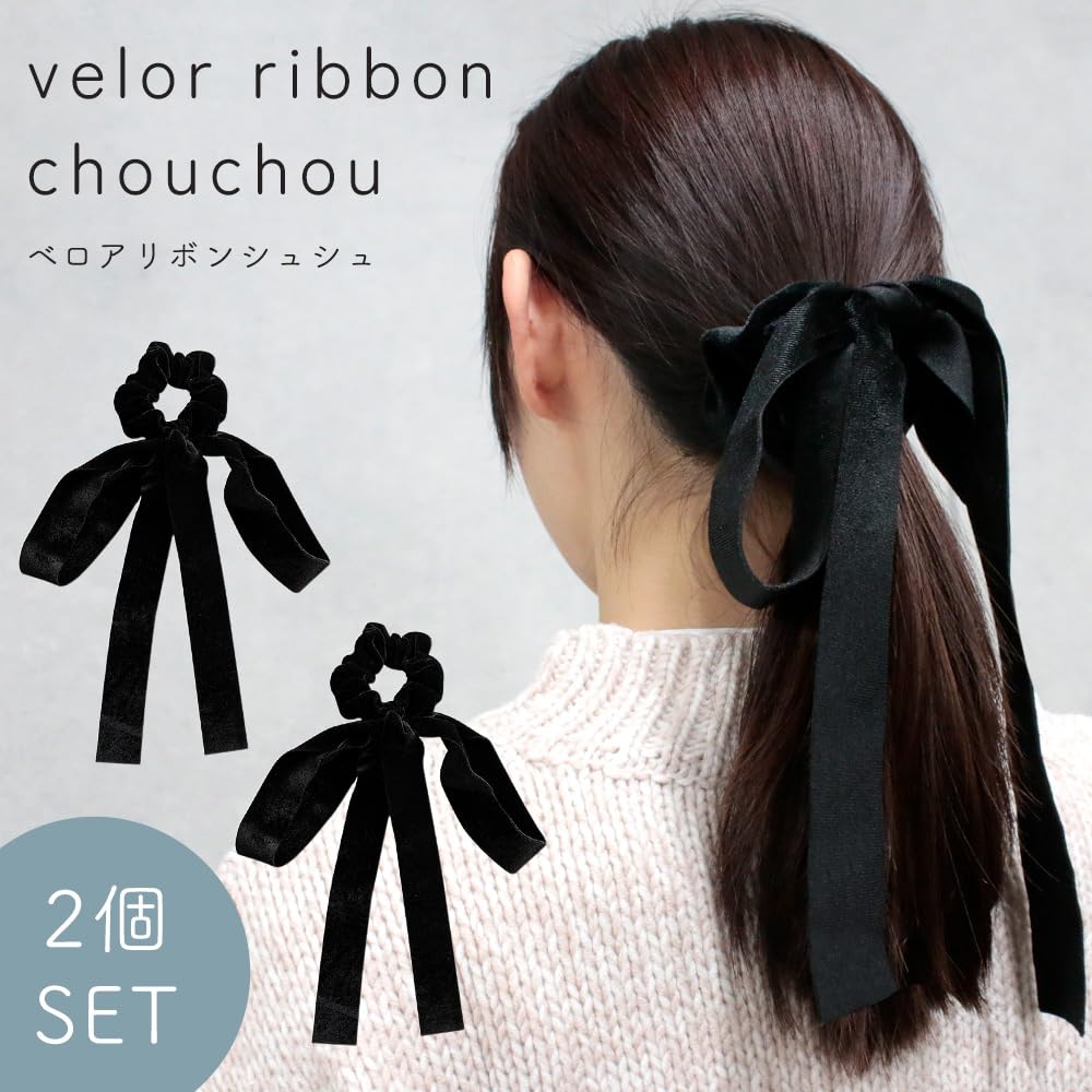 MILASIC Velvet Scrunchie Ribbon Set of Ponytail Style Hair Stylish and Cute Hair Accessories for Office Adult Hair Social Hair Everyday Casual 2,